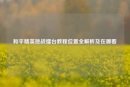 和平精英挑战擂台教程位置全解析及在哪看